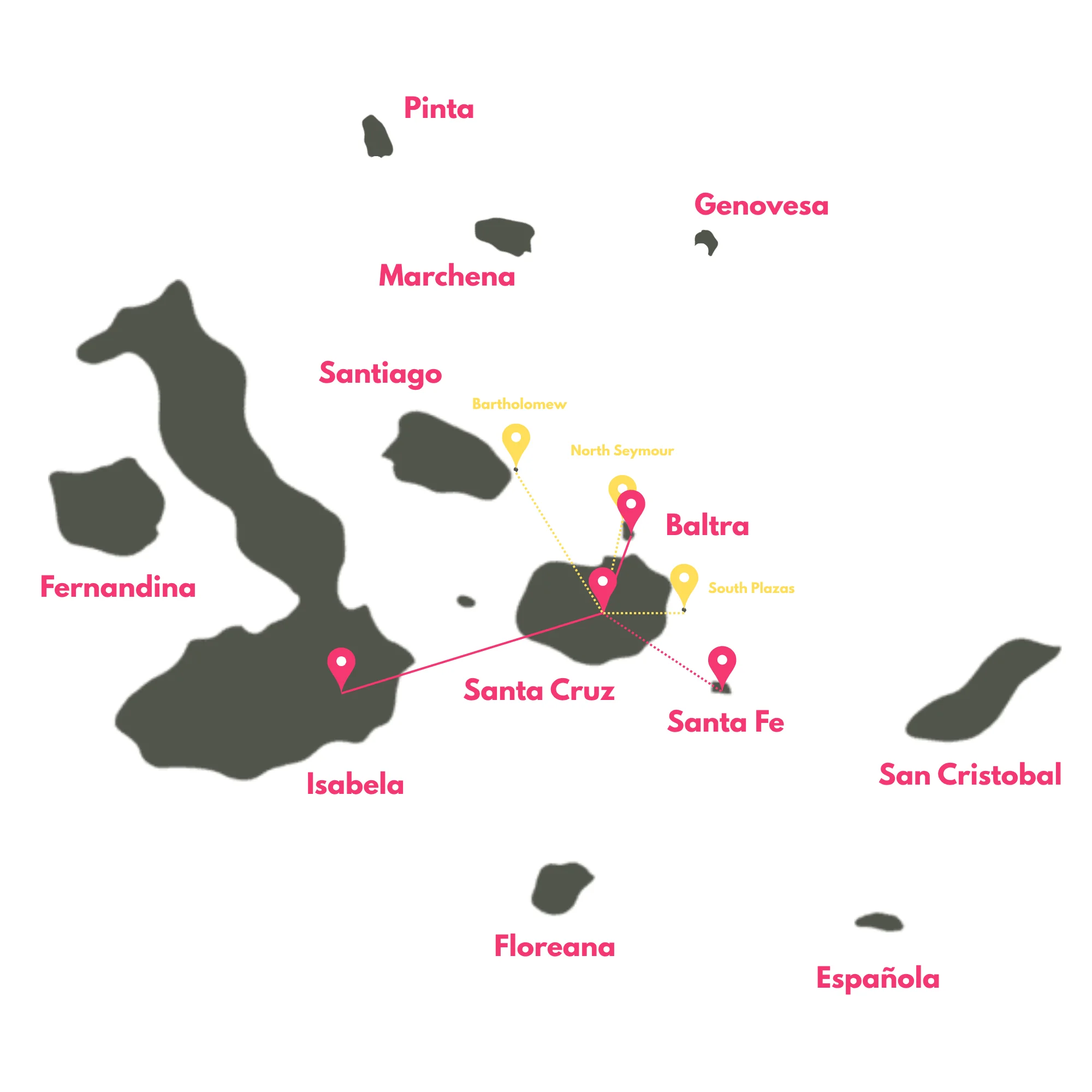 5 Day - "Galapagos Wisdom" Tour - IDEAL route map